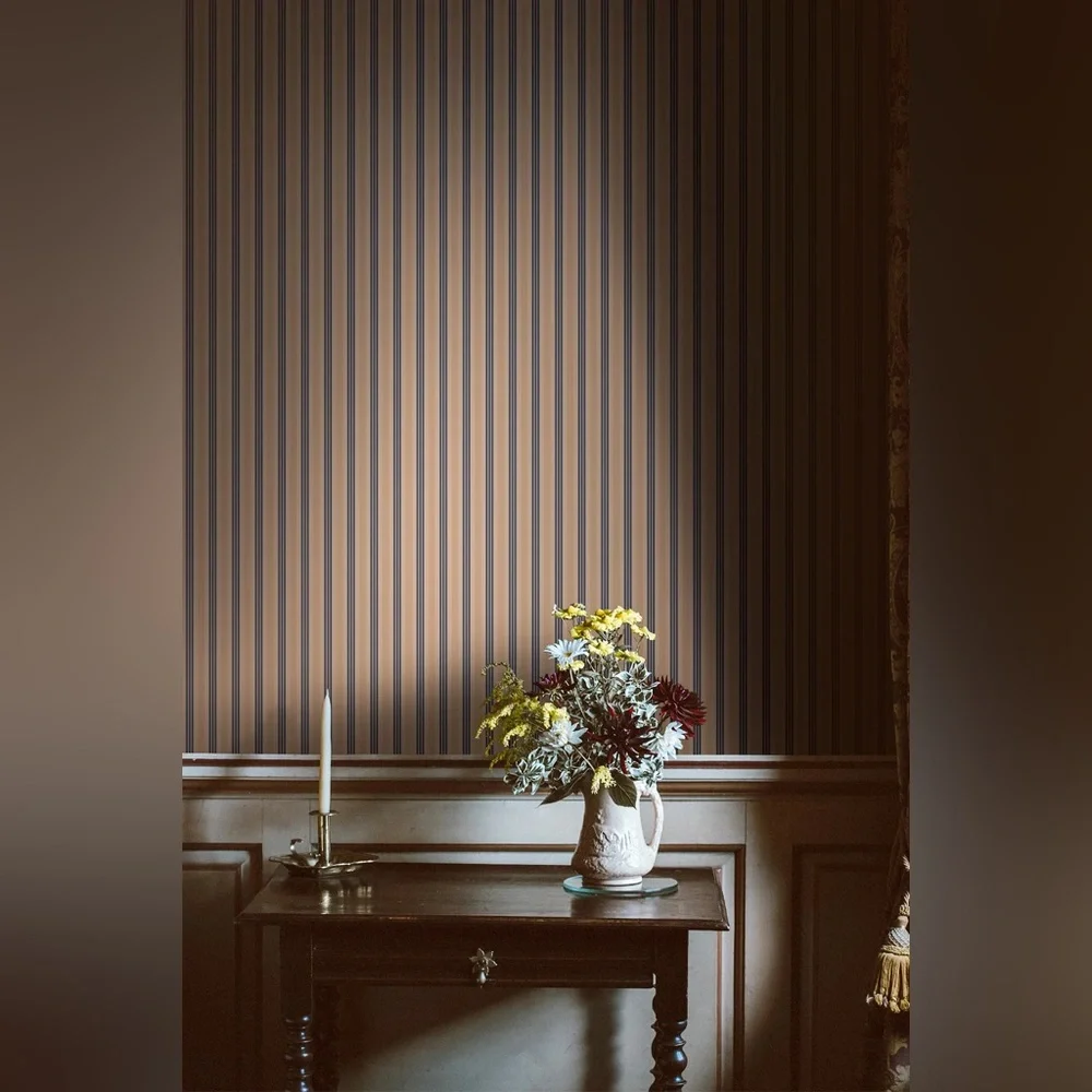 New Anthropologie Papier Villa Vertical Stripe Apricot Pink Wallpaper Wall Mural